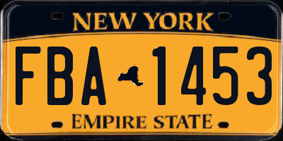 NY license plate FBA1453
