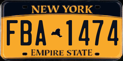 NY license plate FBA1474