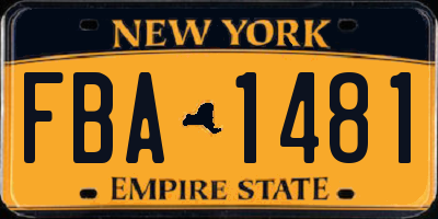 NY license plate FBA1481