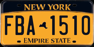 NY license plate FBA1510