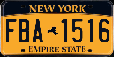 NY license plate FBA1516