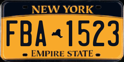 NY license plate FBA1523