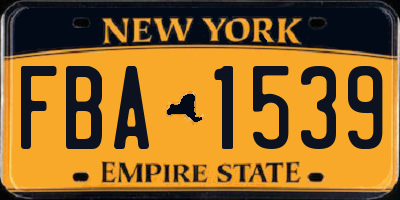 NY license plate FBA1539