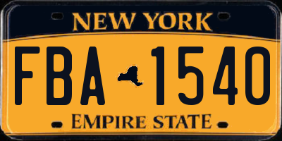 NY license plate FBA1540
