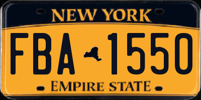 NY license plate FBA1550