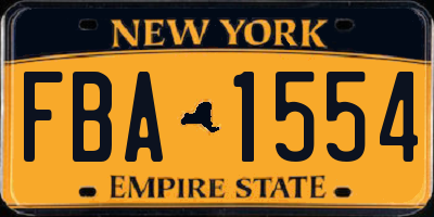 NY license plate FBA1554