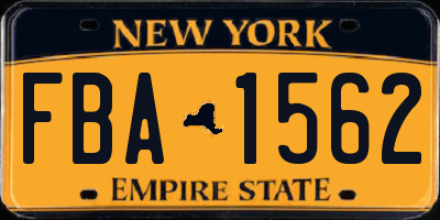 NY license plate FBA1562
