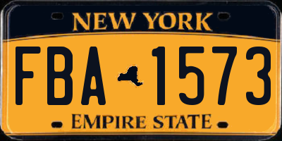 NY license plate FBA1573
