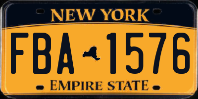 NY license plate FBA1576