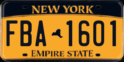 NY license plate FBA1601