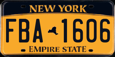 NY license plate FBA1606
