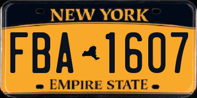 NY license plate FBA1607