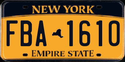 NY license plate FBA1610