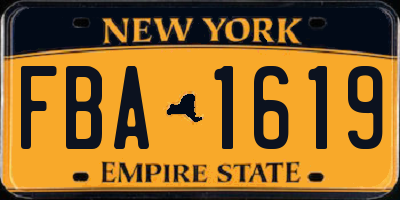 NY license plate FBA1619