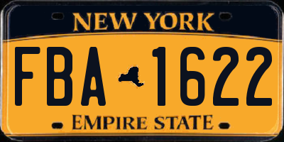 NY license plate FBA1622
