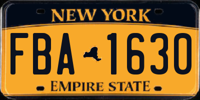 NY license plate FBA1630