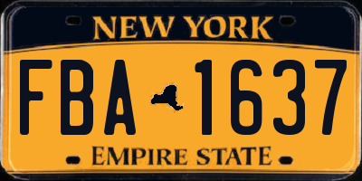 NY license plate FBA1637