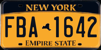 NY license plate FBA1642