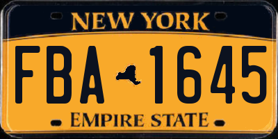 NY license plate FBA1645