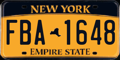 NY license plate FBA1648