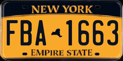 NY license plate FBA1663