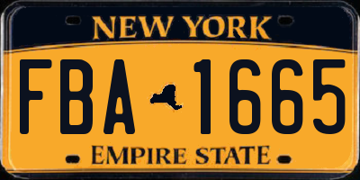 NY license plate FBA1665