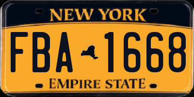 NY license plate FBA1668