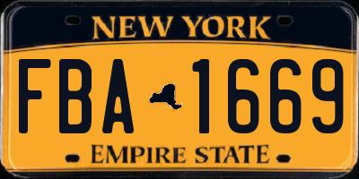 NY license plate FBA1669