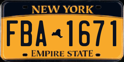 NY license plate FBA1671
