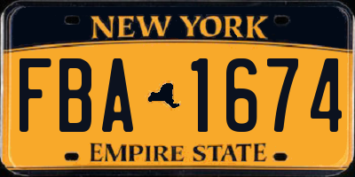 NY license plate FBA1674