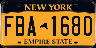 NY license plate FBA1680