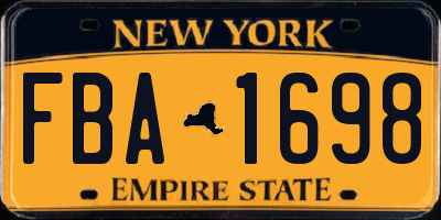 NY license plate FBA1698