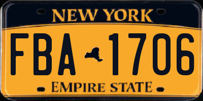 NY license plate FBA1706