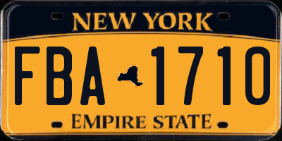 NY license plate FBA1710