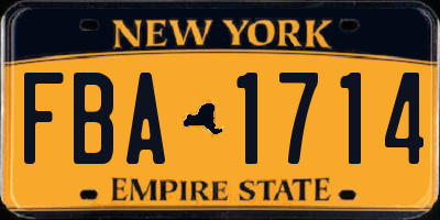 NY license plate FBA1714