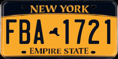 NY license plate FBA1721
