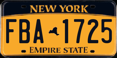 NY license plate FBA1725
