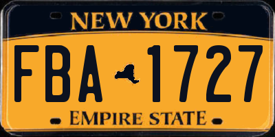 NY license plate FBA1727