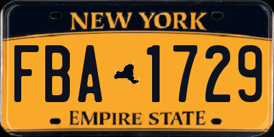 NY license plate FBA1729