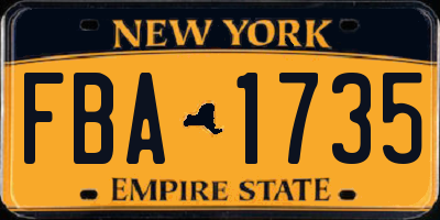 NY license plate FBA1735