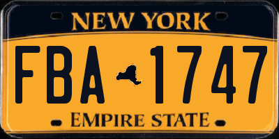 NY license plate FBA1747