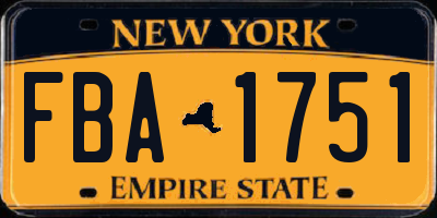 NY license plate FBA1751