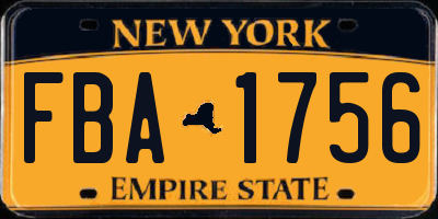 NY license plate FBA1756