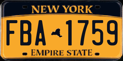 NY license plate FBA1759
