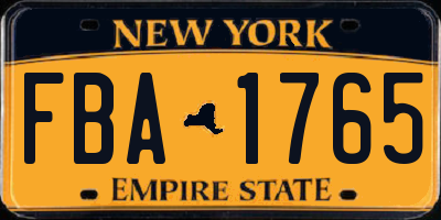 NY license plate FBA1765