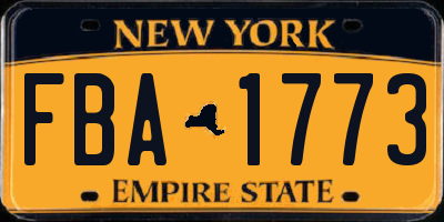 NY license plate FBA1773