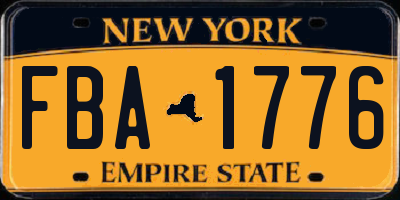 NY license plate FBA1776