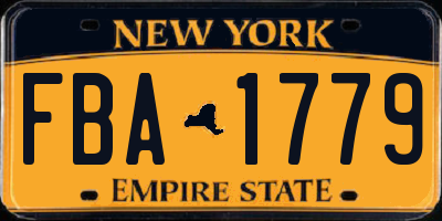 NY license plate FBA1779