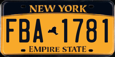 NY license plate FBA1781