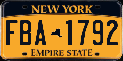 NY license plate FBA1792